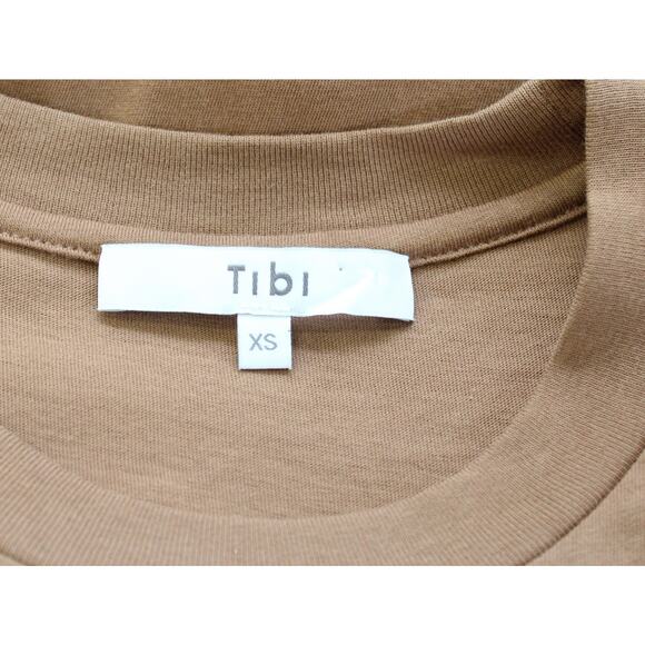 Tibi Camel Tan Padded Shoulder Sleeveless Muscle Style Top Tee Shirt Size XS - Picture 6 of 7